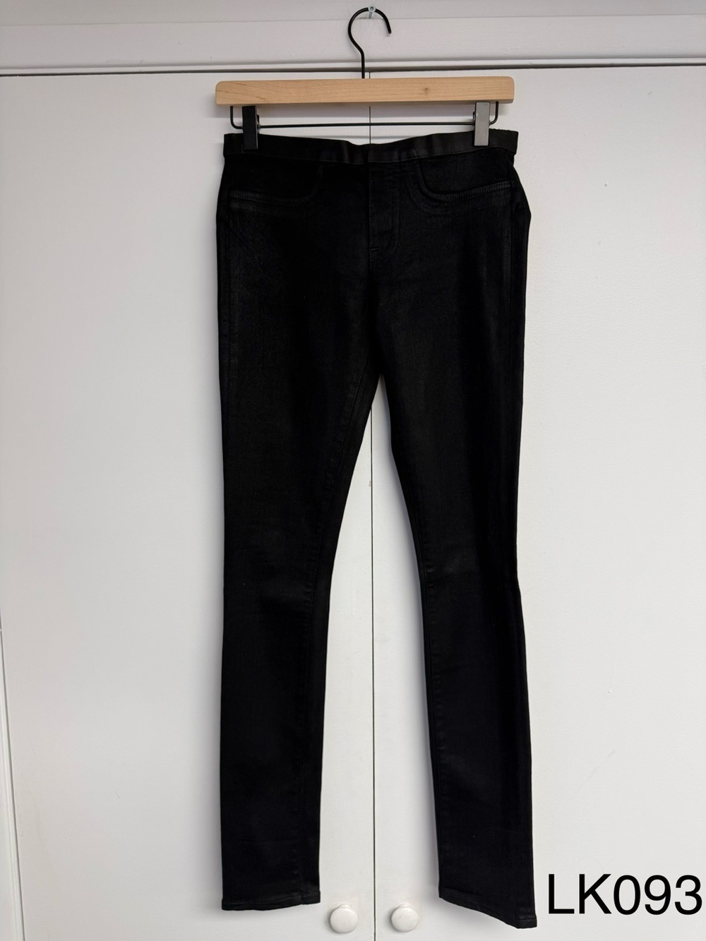 Helmut Lang Black Coated Waxed Skinny Jeans Size 26